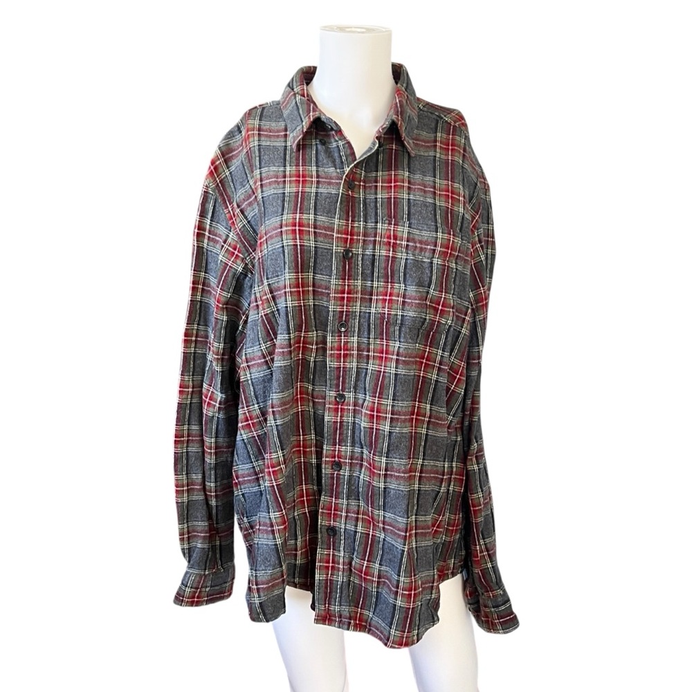 LL Bean Traditional Fit Plaid Flannel Button Up Shirt Oversized Mens Size Large